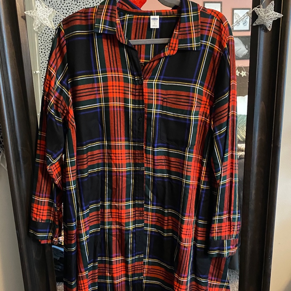 Plaid button up dress